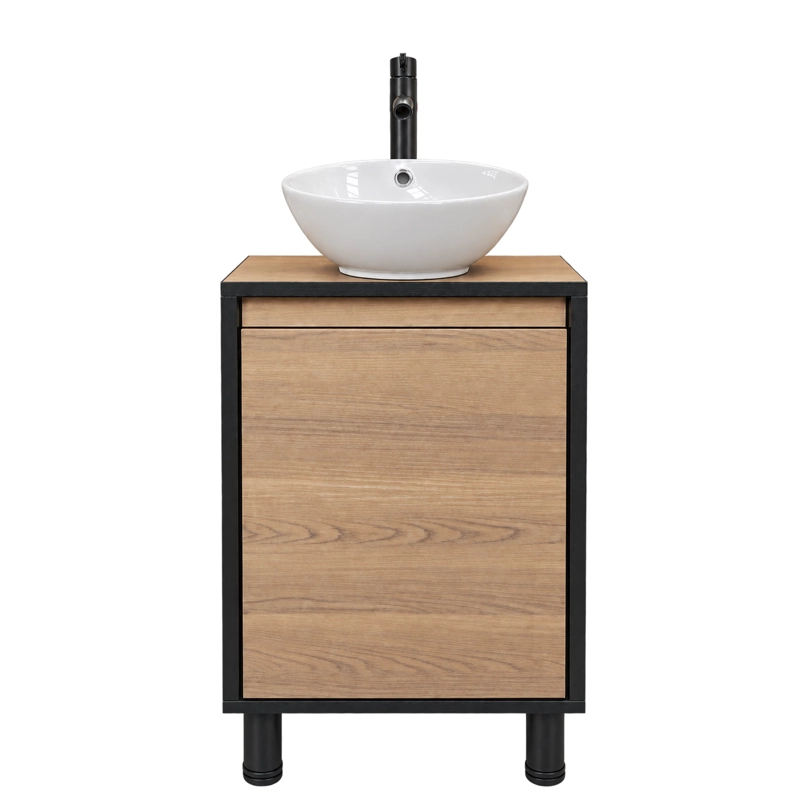 MUEBLE DE BAÑO ALTAIR NOGAL CLARO CON LAVAMANOS SOBREPONER 40X46X72 CM - 1