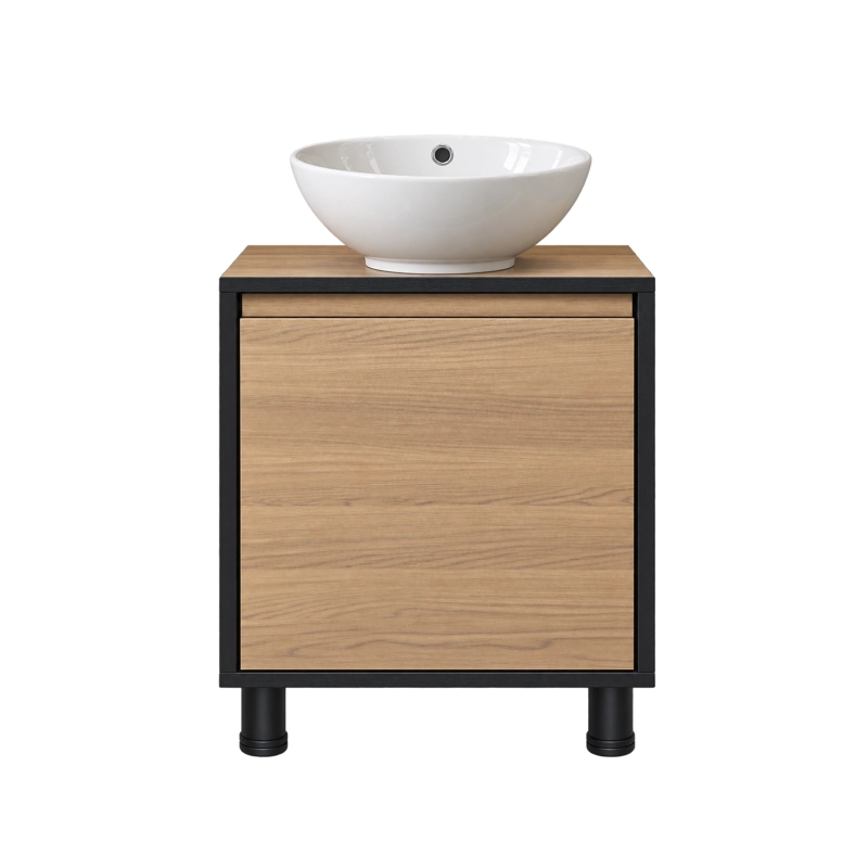 MUEBLE DE BAÑO ALTAIR NOGAL CLARO CON LAVAMANOS SOBREPONER 50X46X72 CM - 1