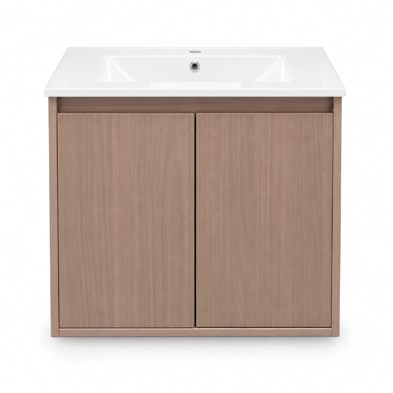 MUEBLE VANITORIO AUSTIN NOGAL OSCURO CON 2 PUERTAS 60X47X52 CM (INCLUYE CUBIERTA DE LOZA) - 1