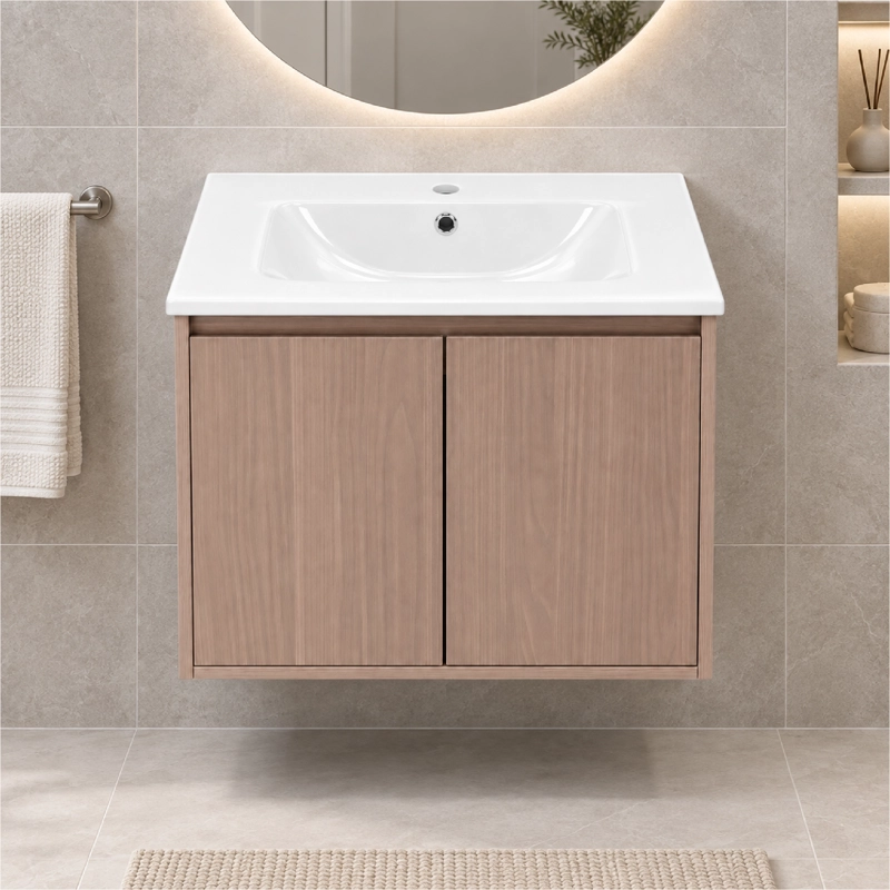 MUEBLE VANITORIO AUSTIN NOGAL OSCURO CON 2 PUERTAS 60X47X52 CM (INCLUYE CUBIERTA DE LOZA) - 2