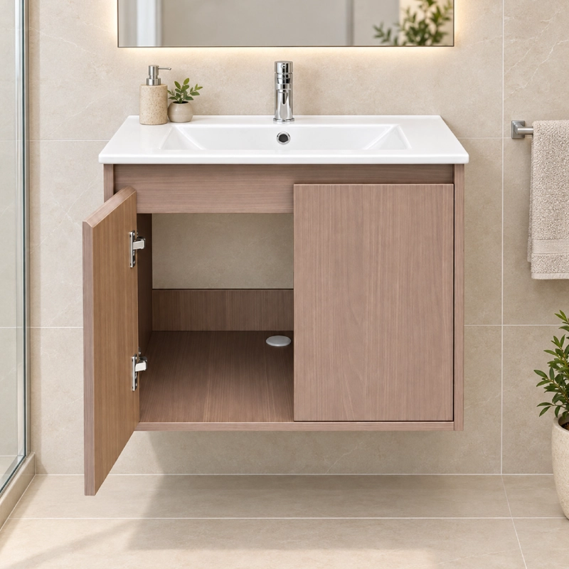 MUEBLE VANITORIO AUSTIN NOGAL OSCURO CON 2 PUERTAS 60X47X52 CM (INCLUYE CUBIERTA DE LOZA) - 4