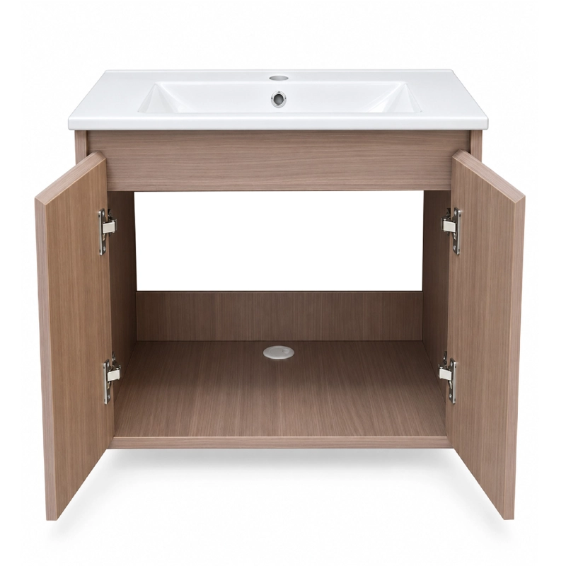 MUEBLE VANITORIO AUSTIN NOGAL OSCURO CON 2 PUERTAS 60X47X52 CM (INCLUYE CUBIERTA DE LOZA) - 8