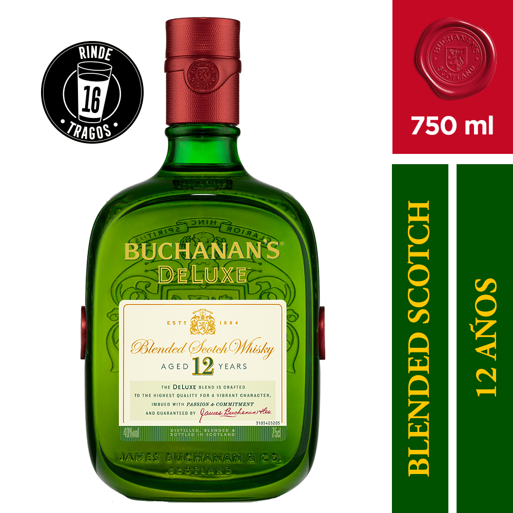 WHISKY BUCHANANS 12 AÑOS 40° 750CC - 1