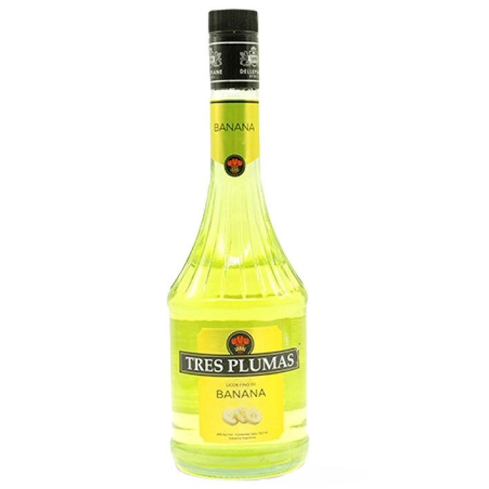 LICOR BANANA TRES PLUMAS BOTELLA VIDRIO 750 CC 27° - 1