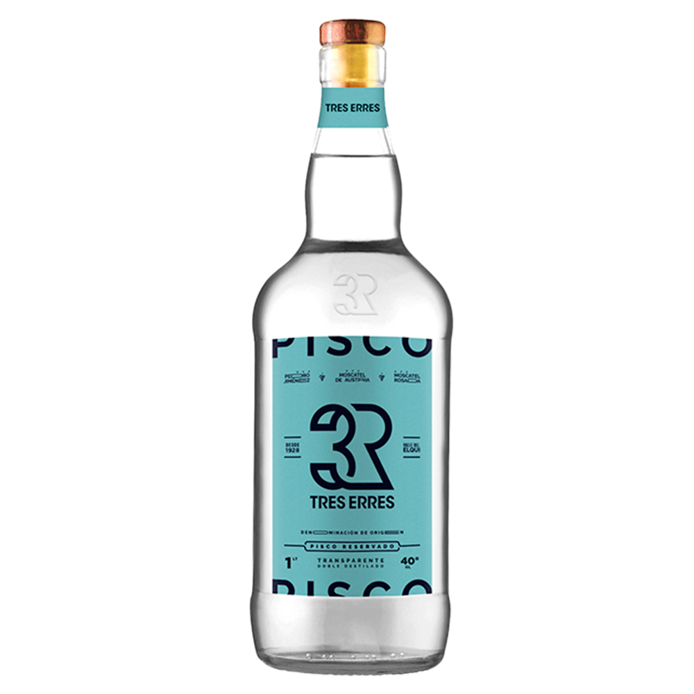 PISCO TRES ERRES BOTELLA VIDRIO 1000 CC TRANSPARENTE 40° - 1
