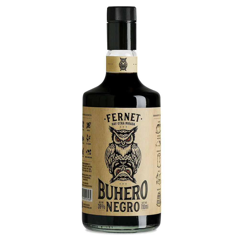 FERNET BUHERO BOTELLA VIDRIO 700 CC LICOR NEGRO 39° - 1