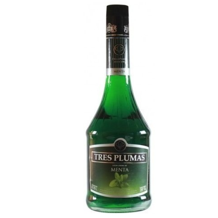 LICOR TRES PLUMAS BOTELLA VIDRIO 750 CC MENTA 24° - 1