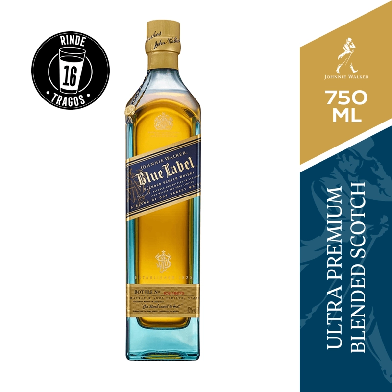 WHISKY JOHNNIE WALKER BOTELLA VIDRIO 750 CC BLUE LABEL 40° - 1