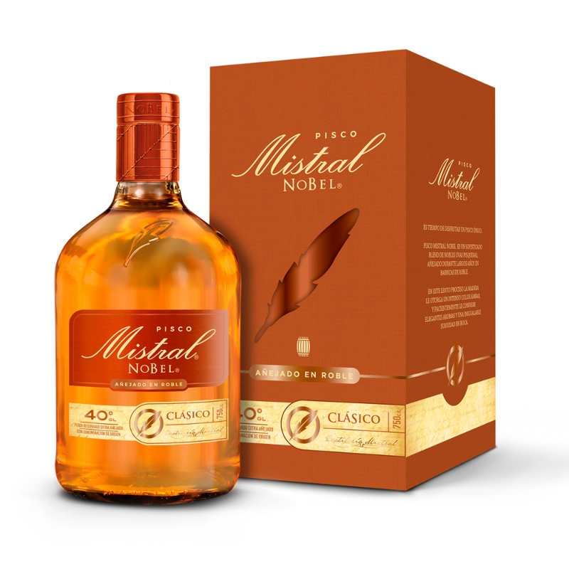 PISCO MISTRAL BOTELLA VIDRIO 750 CC NOBEL 40° - 1