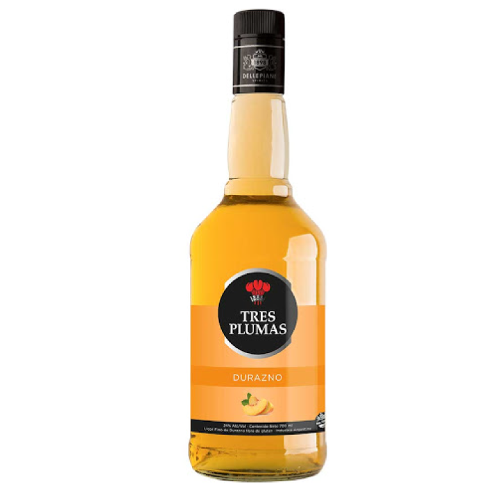 LICOR DURAZNO TRES PLUMAS BOTELLA VIDRIO 700 CC 24° - 1