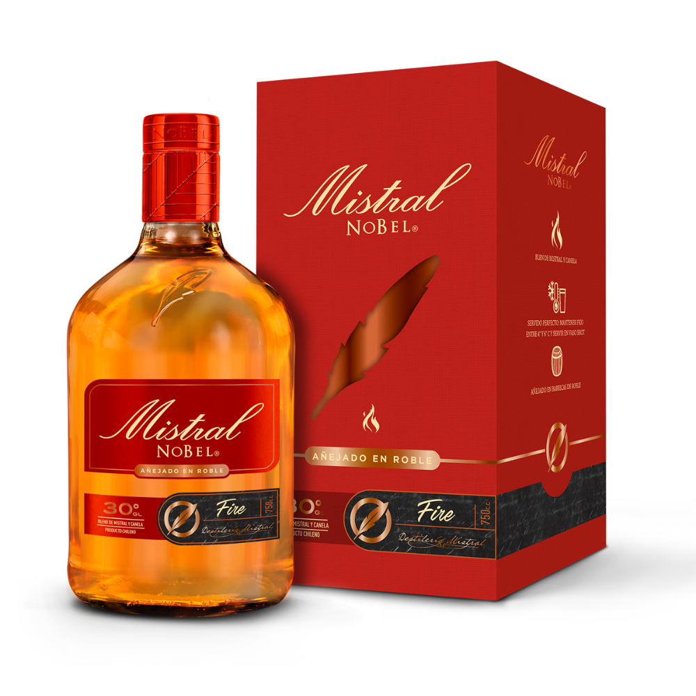 PISCO MISTRAL BOTELLA VIDRIO 750 CC NOBEL FIRE 30° - 1