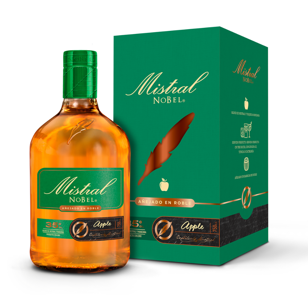 PISCO MISTRAL BOTELLA VIDRIO 750 CC NOBEL APPLE 35° - 1