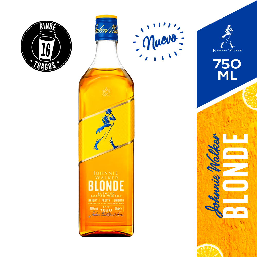 WHISKY JOHNNIE WALKER BOTELLA VIDRIO 750 CC BLONDE 40° - 3