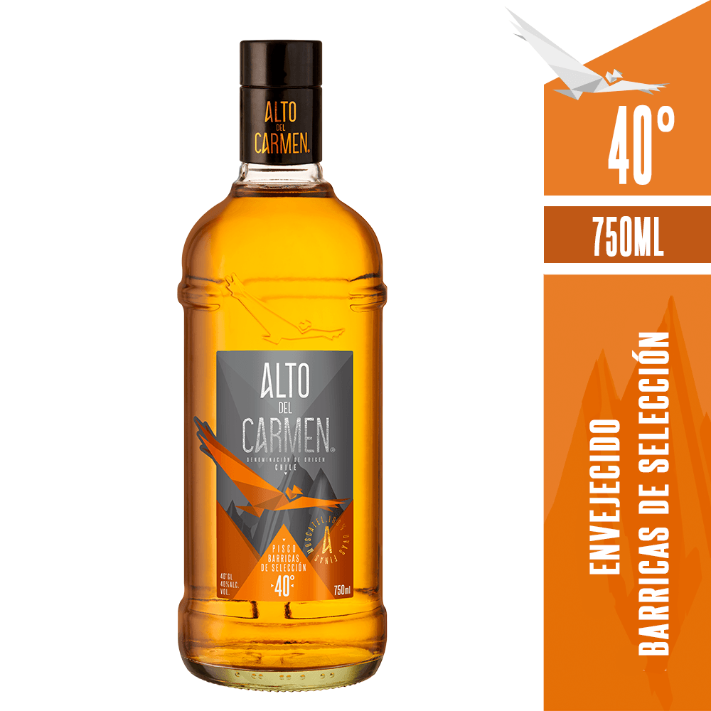 PISCO ALTO DEL CARMEN BOTELLA VIDRIO 750 CC BARRICAS SELECCION 40° - 1