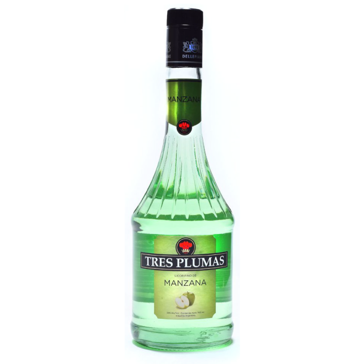 LICOR MANZANA TRES PLUMAS BOTELLA VIDRIO 700 CC 24° - 1