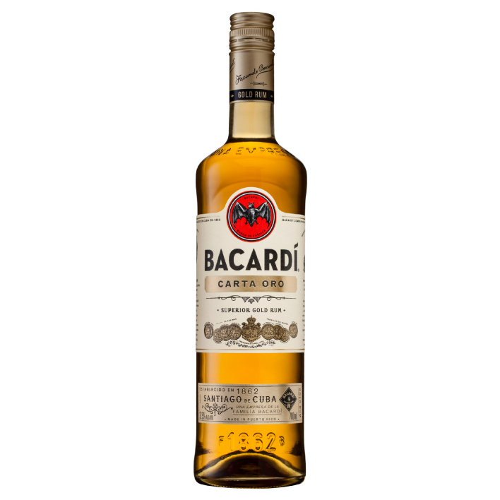 RON BACARDI BOTELLA VIDRIO 750 CC CARTA ORO 38° - 1