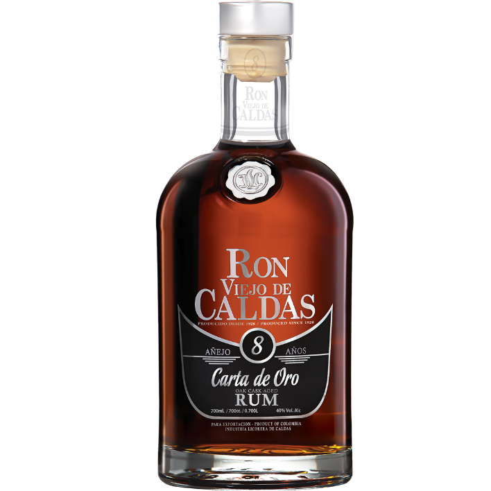 RON VIEJO DE CALDAS BOTELLA VIDRIO 700 CC 8 AÑOS CARTA ORO 40° - 1