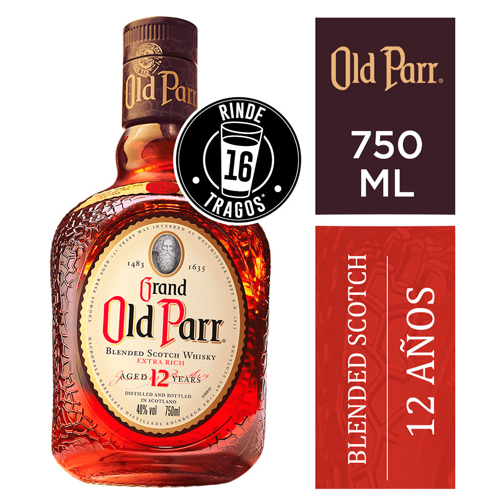 WHISKY OLD PARR BOTELLA VIDRIO 750 CC 12 AÑOS 40° - 4