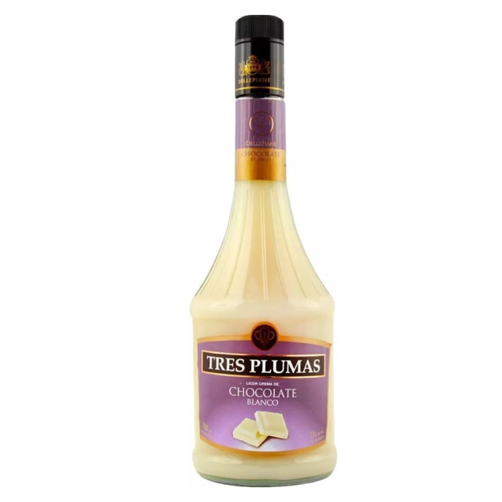 LICOR CHOCOLATE TRES PLUMAS BOTELLA VIDRIO 750 CC BLANCO 17° - 1