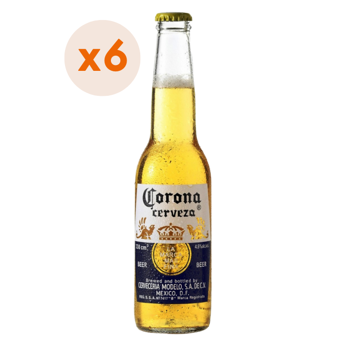 CERVEZA CORONA LAGER BOTELLA 330 CC 6 UN 4.5° - 1