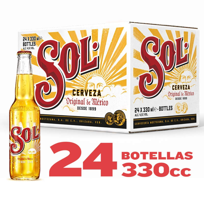 CERVEZA SOL LAGER BOTELLA 355 CC 24 UN 4.5° - 2