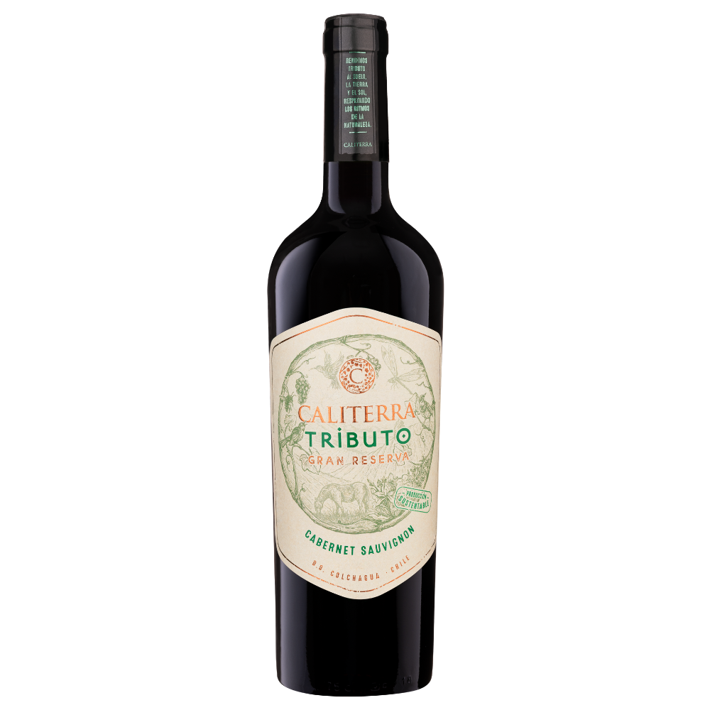 VINO TINTO CABERNET SAUVIGNON CALITERRA BOTELLA VIDRIO 750 CC TRIBUTO GRAN RESERVA 12° - 1