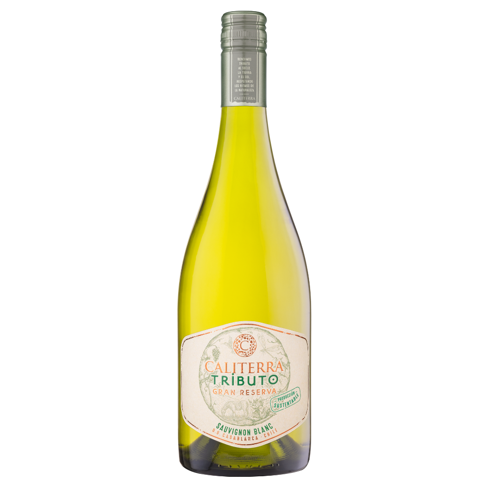 VINO BLANCO SAUVIGNON BLANC CALITERRA BOTELLA VIDRIO 750 CC TRIBUTO GRAN RESERVA 12° - 1