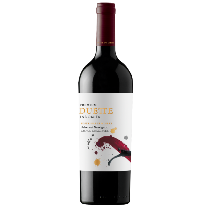 VINO TINTO CABERNET SAUVIGNON INDÓMITA BOTELLA VIDRIO 750 CC DUETTE PREMIUM 14° - 1