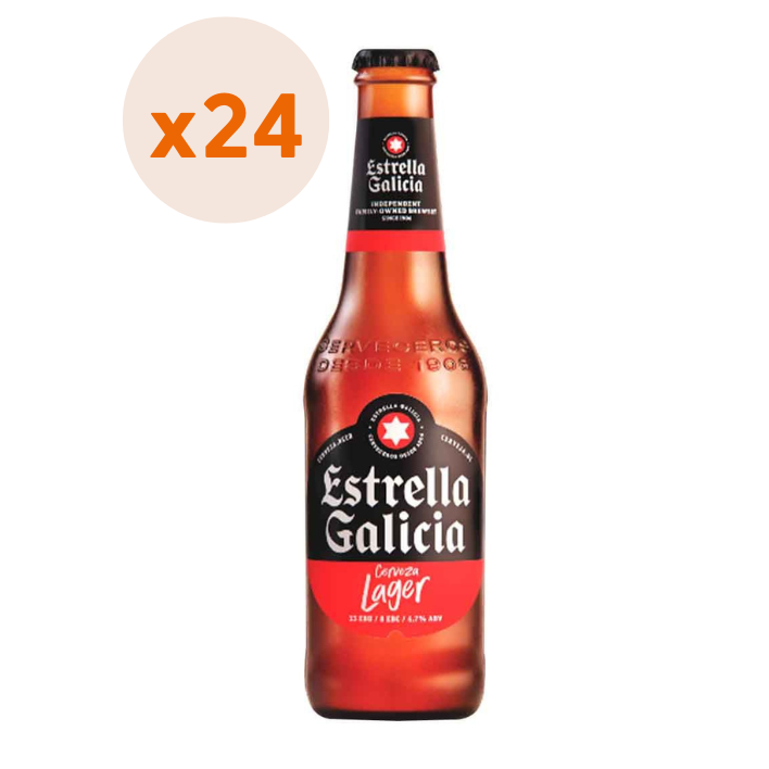 CERVEZA ESTRELLA GALICIA LAGER BOTELLA 330 CC 24 UN 4.7° - 1