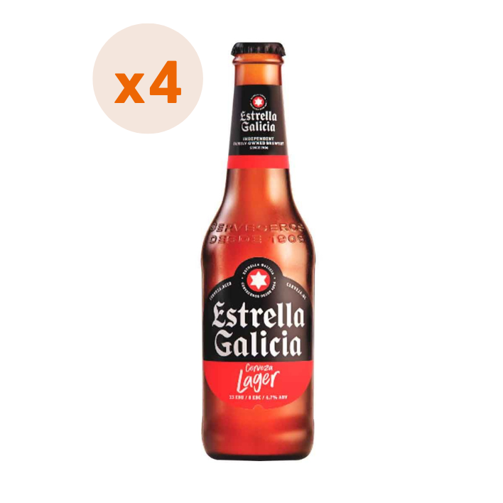 4X CERVEZA ESTRELLA GALICIA BOTELLIN 4,7° 330CC - 1