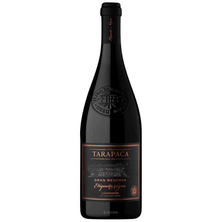 VINO TINTO CARMENERE TARAPACA BOTELLA VIDRIO 750 CC TARAPACÁ GRAN RESERVA ETIQUETA NEGRA 14° - 1