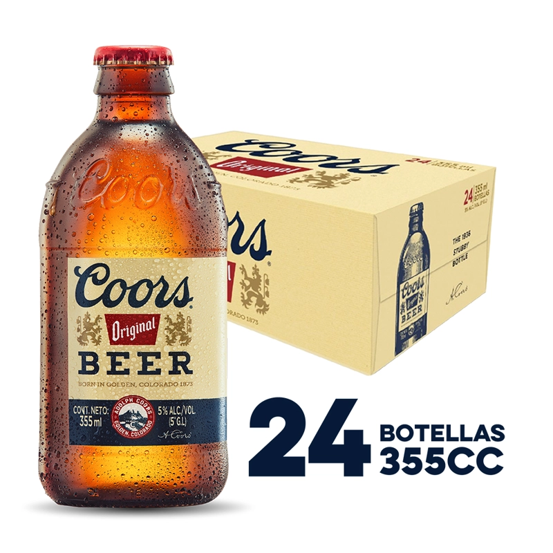 CERVEZA COORS LAGER BOTELLA 355 CC 24 UN 5° - 2