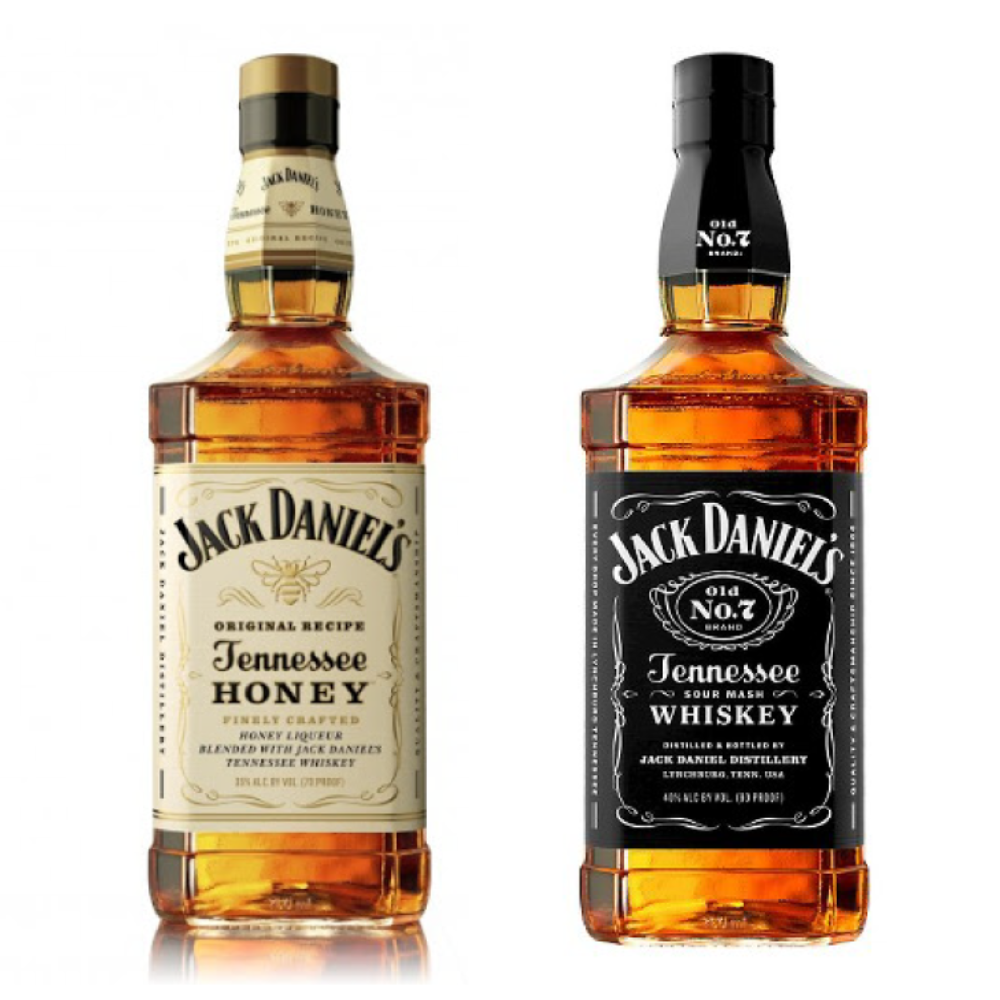 SET WHISKY JACK DANIEL'S BOTELLA VIDRIO WHISKEYS 750 CC HONEY + N°7 - 1