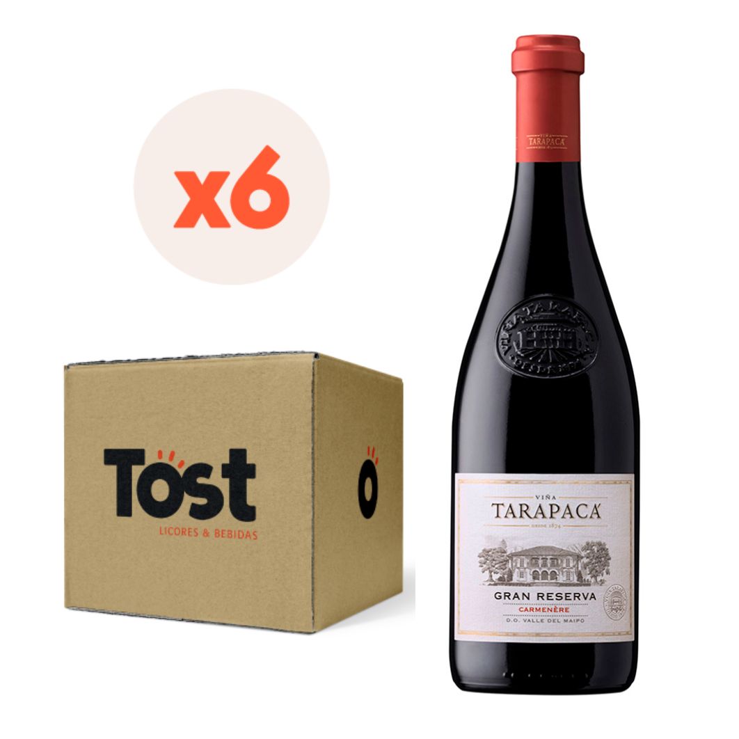 VINO TINTO CARMENERE TARAPACA BOTELLA VIDRIO 750 CC 6 UN TARAPACÁ GRAN RESERVA 14° - 5