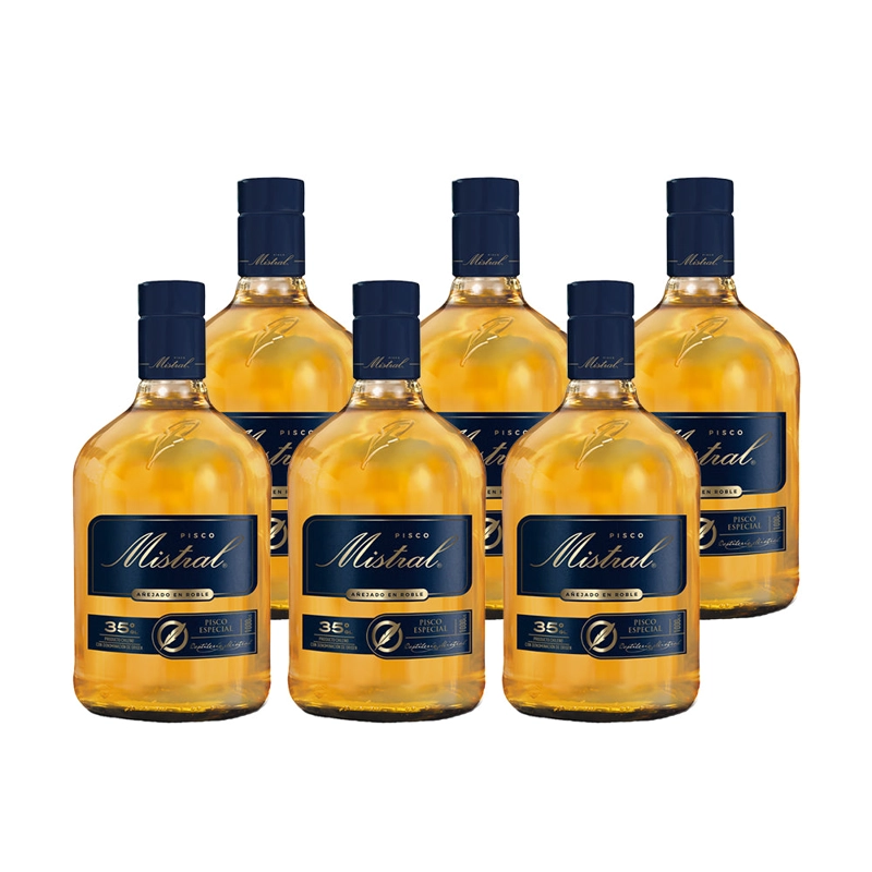 PISCO MISTRAL BOTELLA VIDRIO 1000 CC 6 UN 35° - 1