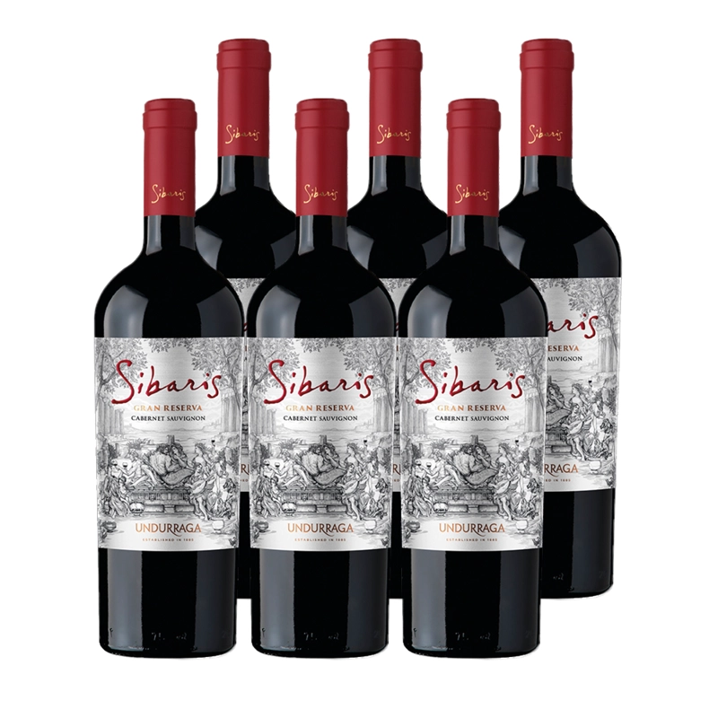 VINO TINTO CABERNET SAUVIGNON UNDURRAGA BOTELLA VIDRIO 750 CC 6 UN SIBARIS GRAN RESERVA 14° - 1
