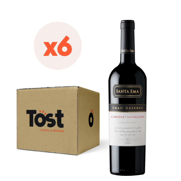 VINO TINTO CARMENERE SANTA EMA BOTELLA VIDRIO 750 CC 6 UN GRAN RESERVA 14° - 1