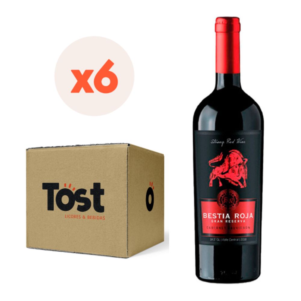 VINO TINTO CABERNET SAUVIGNON BESTIA WINES BOTELLA VIDRIO 750 CC 6 UN ROJA GRAN RESERVA 14° - 5
