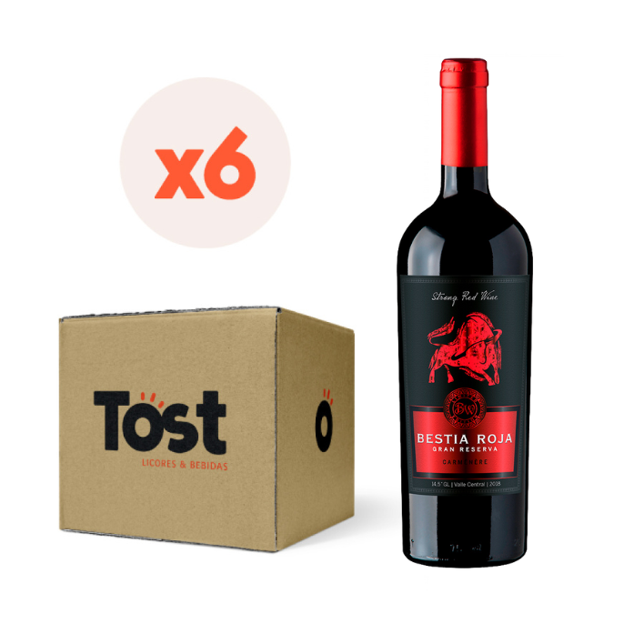 VINO TINTO MERLOT BESTIA WINES BOTELLA VIDRIO 750 CC 6 UN ROJA GRAN RESERVA 14° - 1