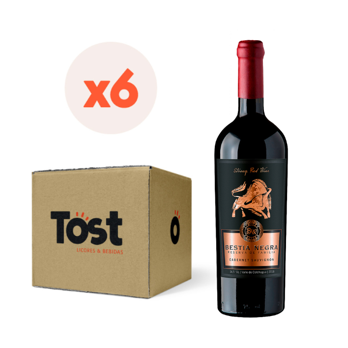 VINO TINTO CABERNET SAUVIGNON BESTIA WINES BOTELLA VIDRIO 750 CC 6 UN NEGRA RESERVA FAMILIA 14.5° - 1