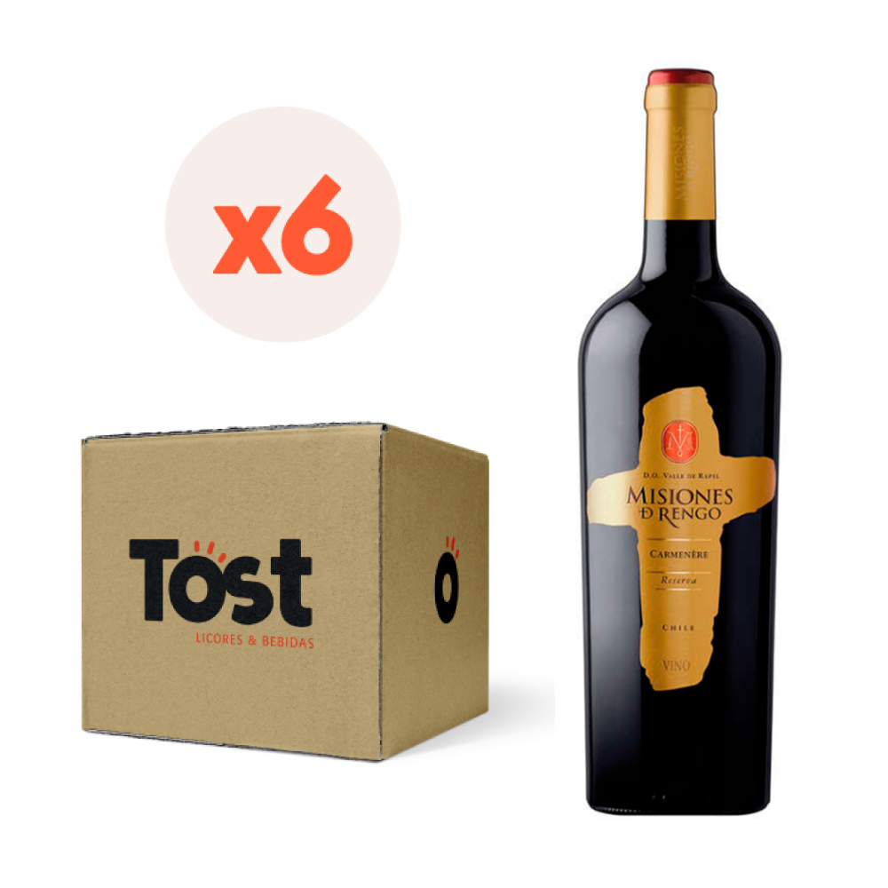 6X VINO MISIONES DE RENGO RESERVA CARMENERE 14° 750CC - 1