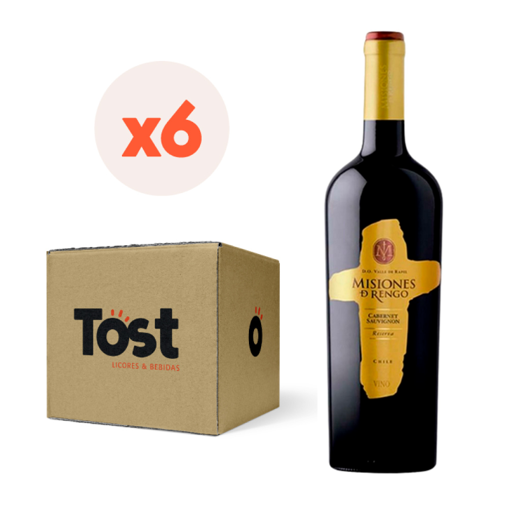VINO TINTO CABERNET SAUVIGNON MISIONES DE RENGO BOTELLA VIDRIO 750 CC 6 UN RESERVA 14° - 1