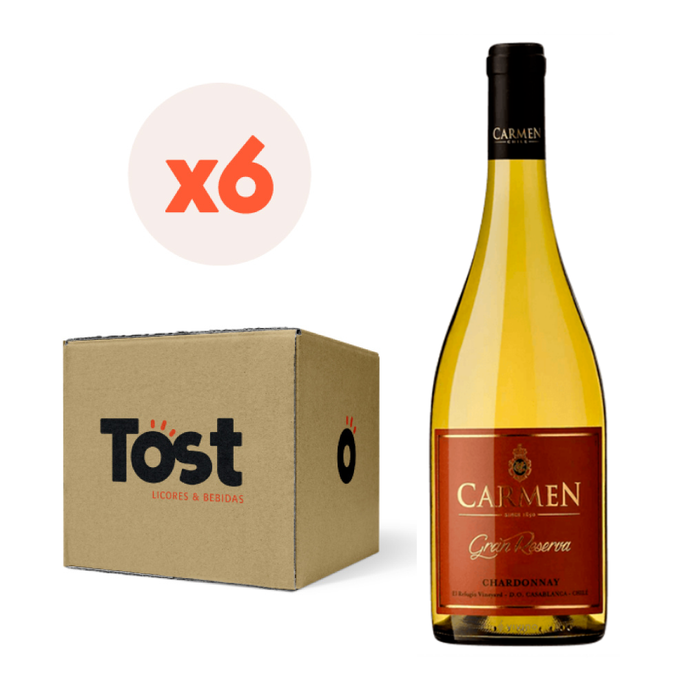 VINO BLANCO CHARDONNAY CARMEN BOTELLA VIDRIO 750 CC 6 UN GRAN RESERVA 13.5° - 1