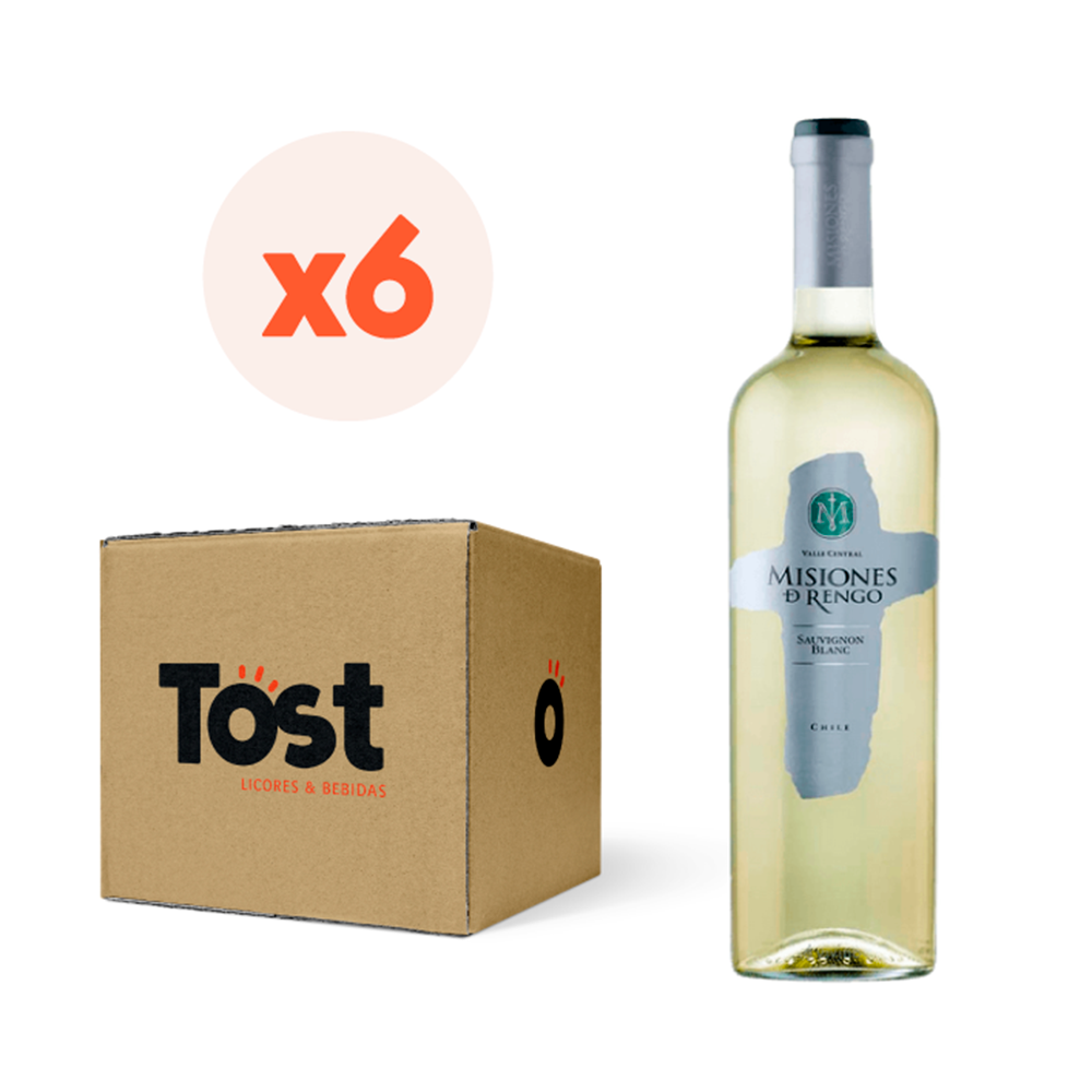 VINO BLANCO SAUVIGNON BLANC MISIONES DE RENGO BOTELLA VIDRIO 750 CC 6 UN VARIETAL SAUV 12.5° - 1