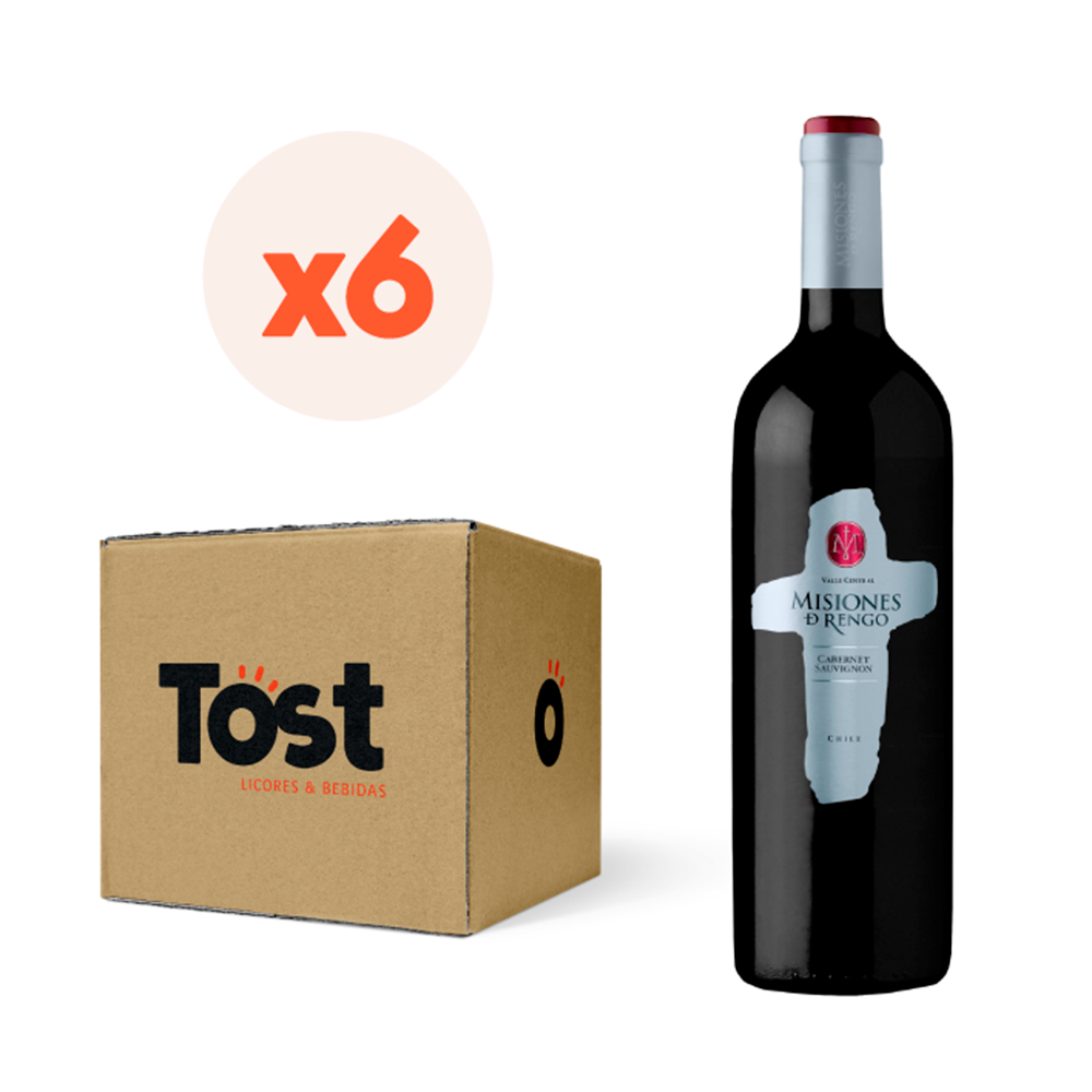 VINO TINTO CABERNET SAUVIGNON MISIONES DE RENGO BOTELLA VIDRIO 750 CC 6 UN VARIETAL 13° - 1