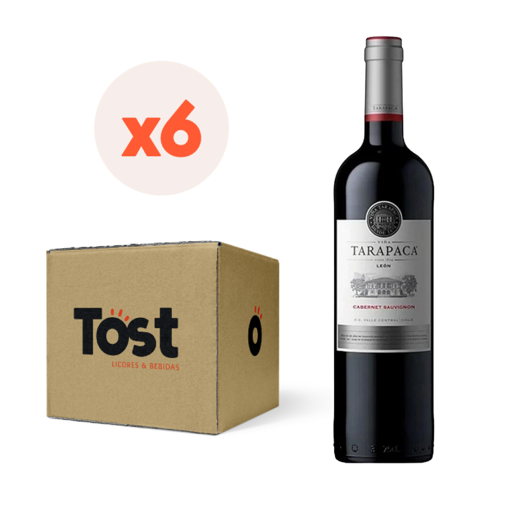 VINO TINTO CABERNET SAUVIGNON TARAPACA BOTELLA VIDRIO 750 CC 6 UN TARAPACÁ LEÓN 12° - 1