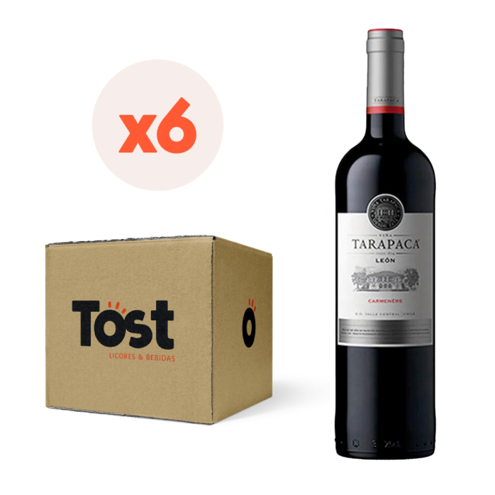VINO TINTO CARMENERE TARAPACA BOTELLA VIDRIO 750 CC 6 UN TARAPACÁ LEÓN 12° - 1