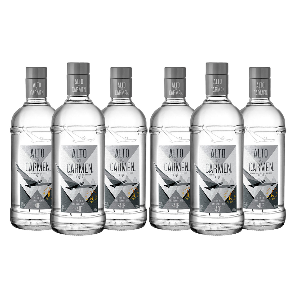 6X PISCO ALTO DEL CARMEN TRANSPARENTE 40° 750CC - 1