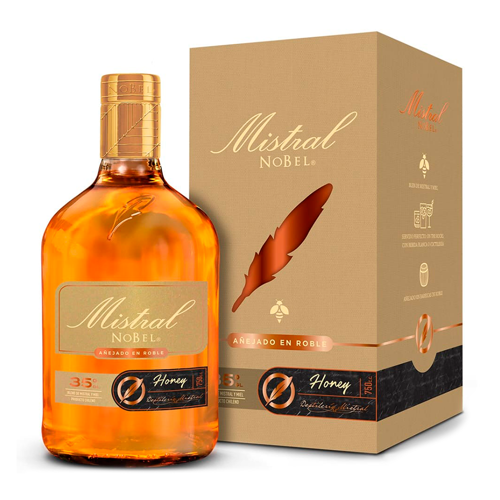 PISCO MISTRAL BOTELLA VIDRIO 750 CC NOBEL HONEY 35° - 3