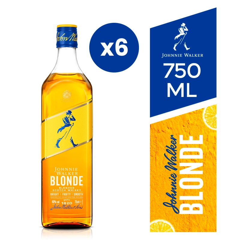 6X WHISKY JOHNNIE WALKER BLONDE 750ML - 1
